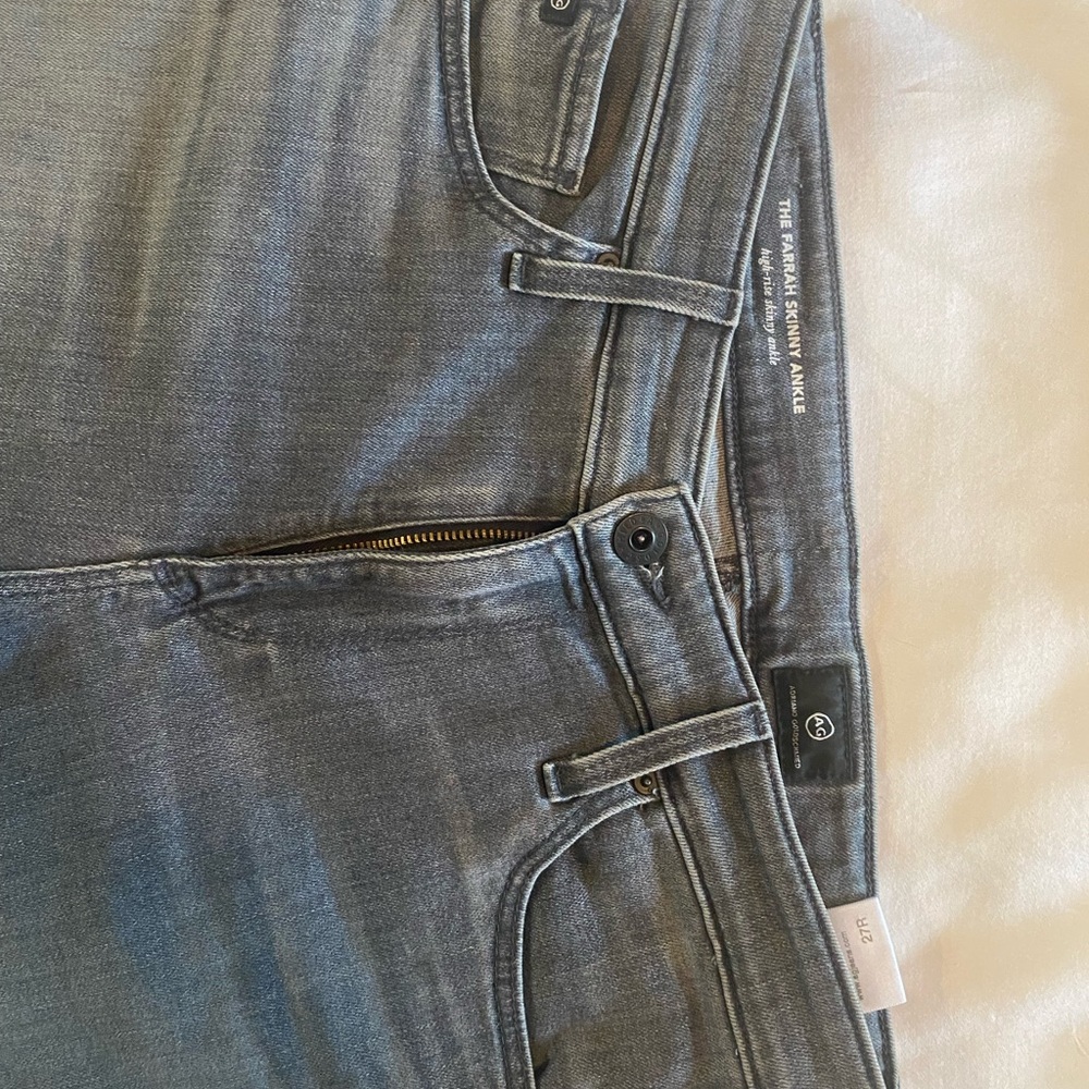 adriano goldshmeid jeans- grey farrah high waisted skinny ankle frayed. - Picture 4 of 8